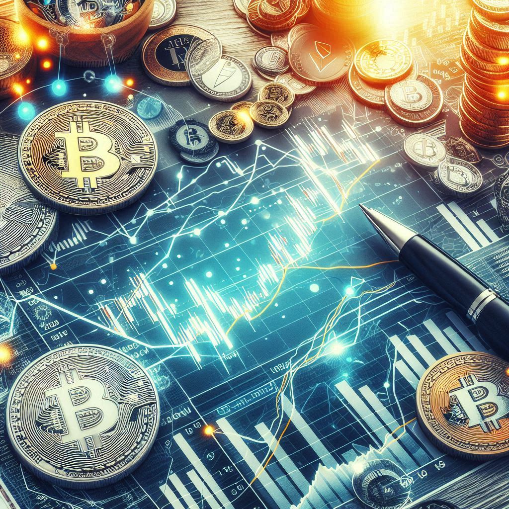 Crypto coins with chart pattern